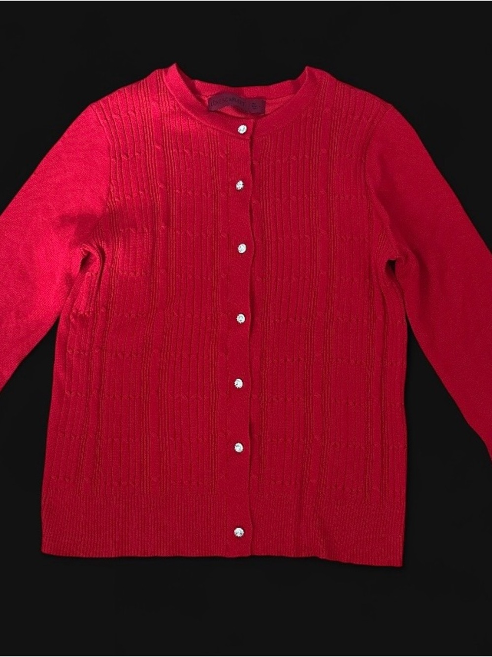 Scarlett Vibrant Red Button-Front Women's Cardigan